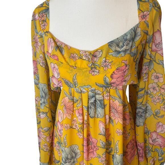 Go-Go Girl Floral Mini Dress Womens Boho Cottagecore Romantic NWT Festival Fall - Picture 6 of 9